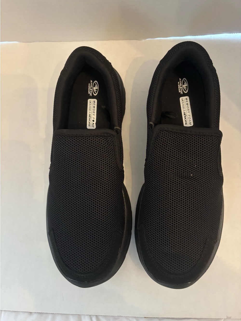 Athletic Works Men’s Black Slip-On Mesh Loafers. Size 7 men.